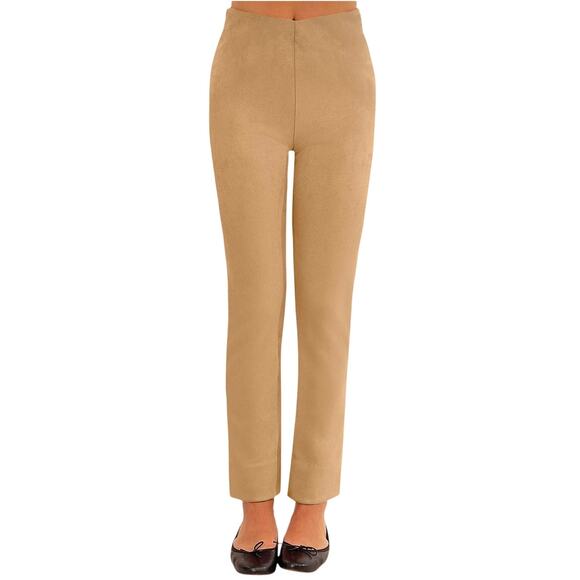 Gretchen Scott Gripless Pull On Pants Ultra Suede Trousers Olive Green Womens S - Picture 1 of 10